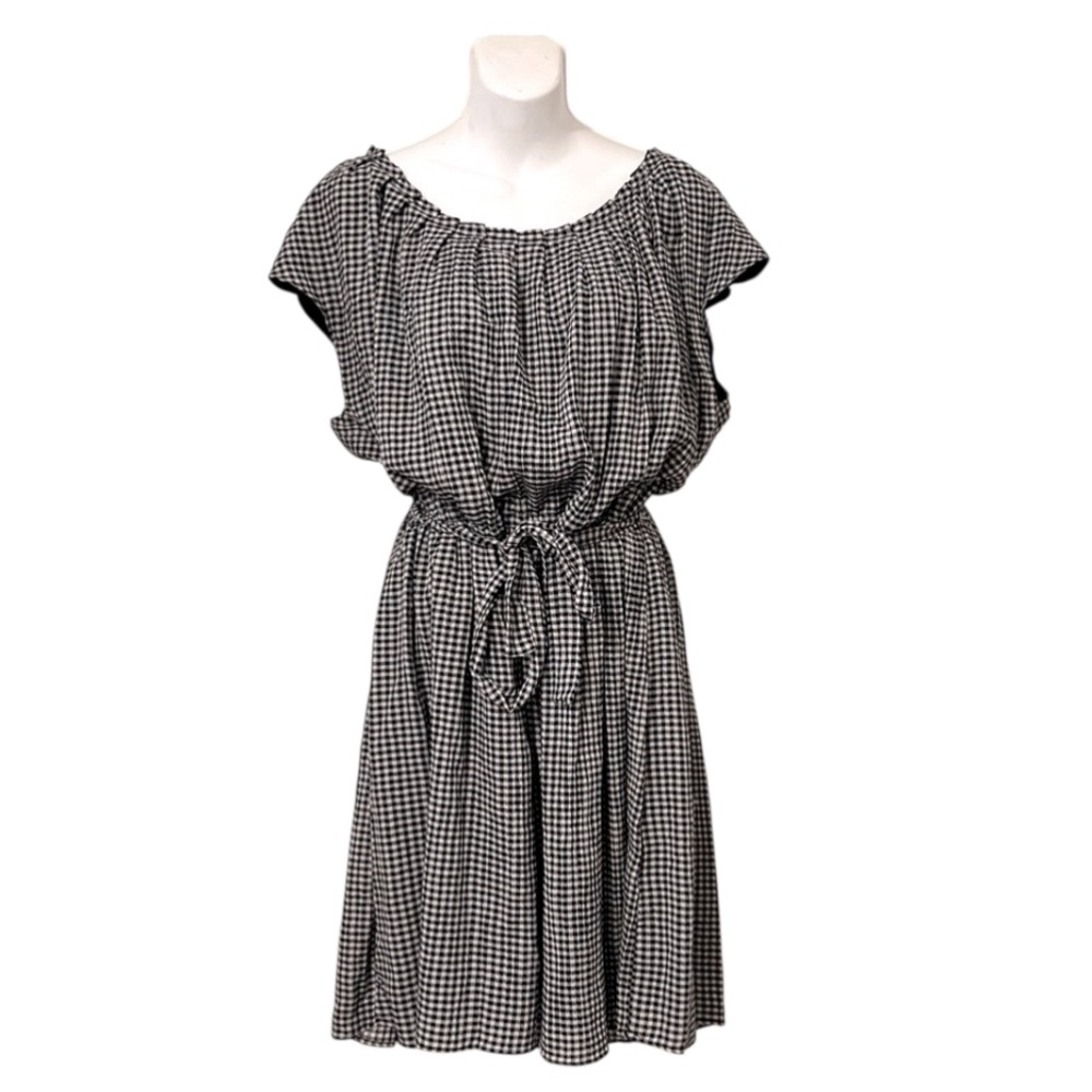 Lauren Conrad Woman’s Gingham Check Flowy Short Sleeve Scoop Neck Dress Sz XXL